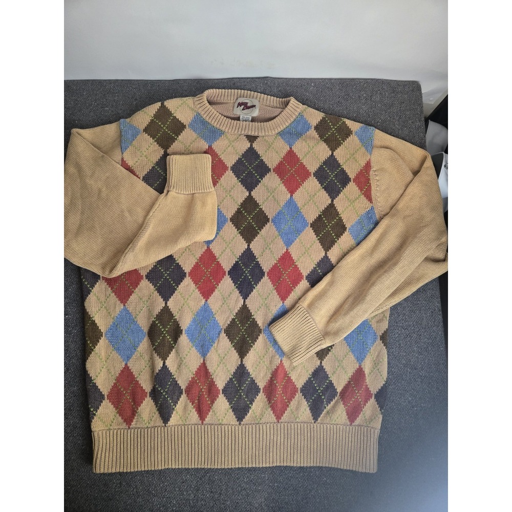 Nick Danger Argyle Sweater Diamond Pattern XXL Long Sleeve Pullover Heavy Af